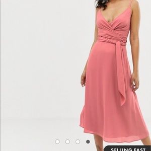 asos design cami wrap mini dress with tie waist